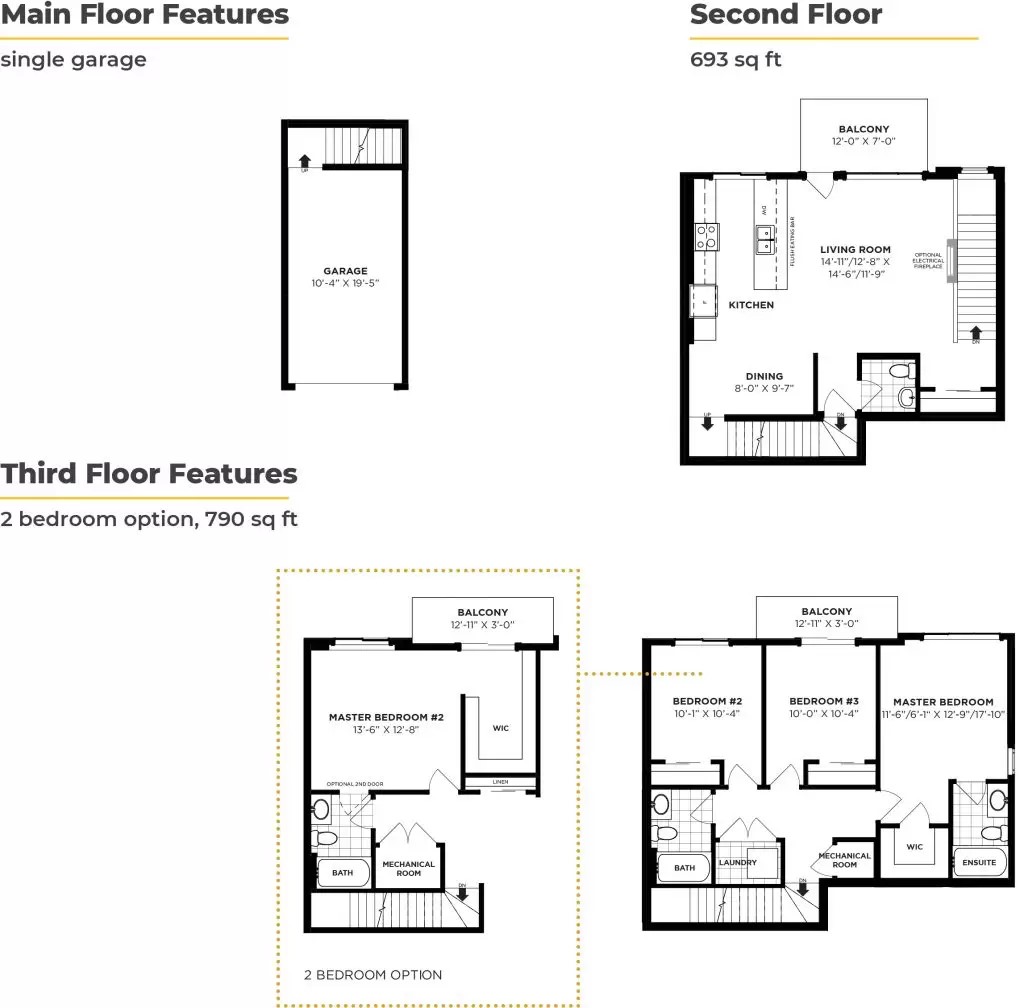 Ferrera Townhome Floor Plan by Rohit Homes in Seton Community SE Calgary