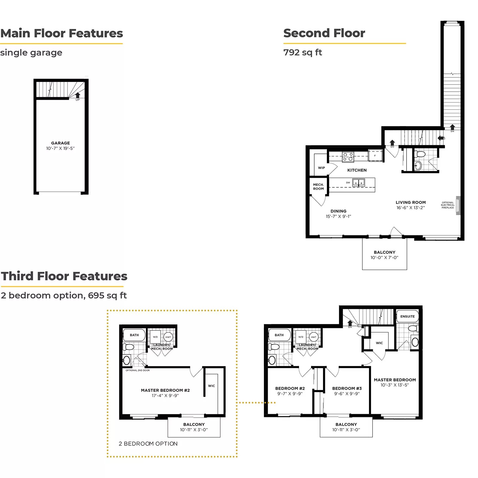 Bergan Townhome Floor Plan by Rohit Homes in Seton Community SE Calgary