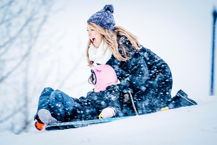 Sledding activities around Seton Community Calgary