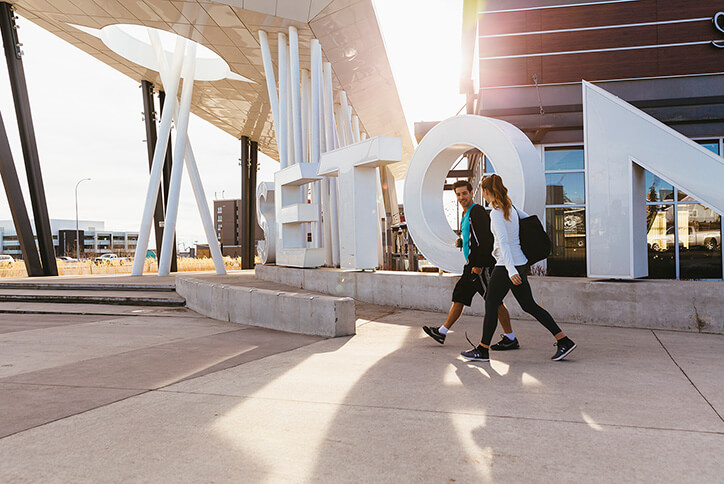 Seton community residents walking in Calgary, Alberta