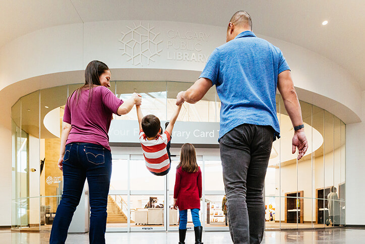 Seton residents visiting the Calgary Public Library in Alberta