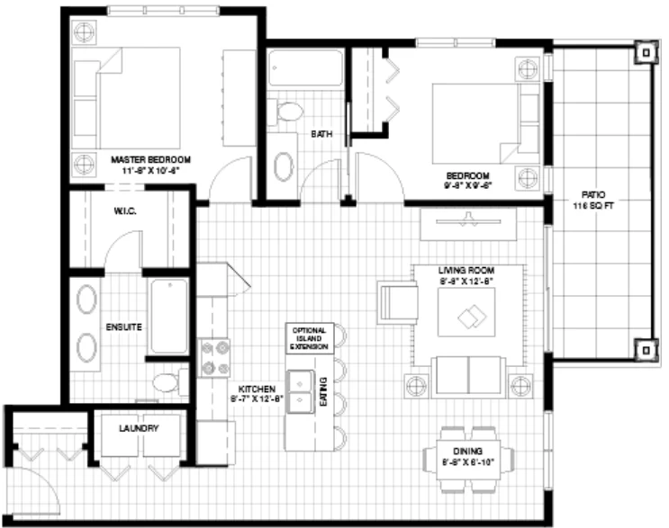 Cohen Condo Floor plan by Logel Homes in Seton Community SE Calgary