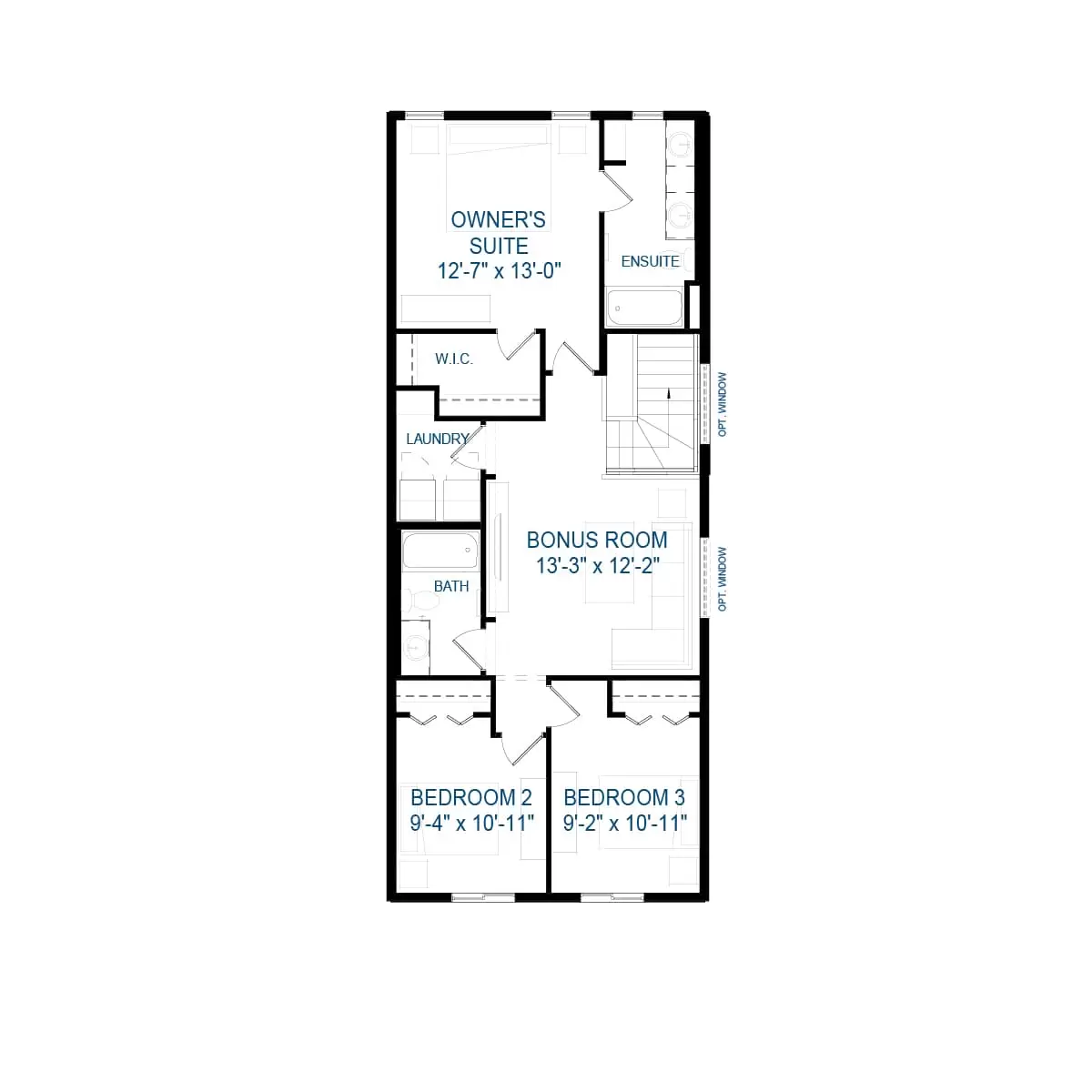 Oxford Upper Level Floor Plan by Brookfield Residential in Seton Community SE Calgary