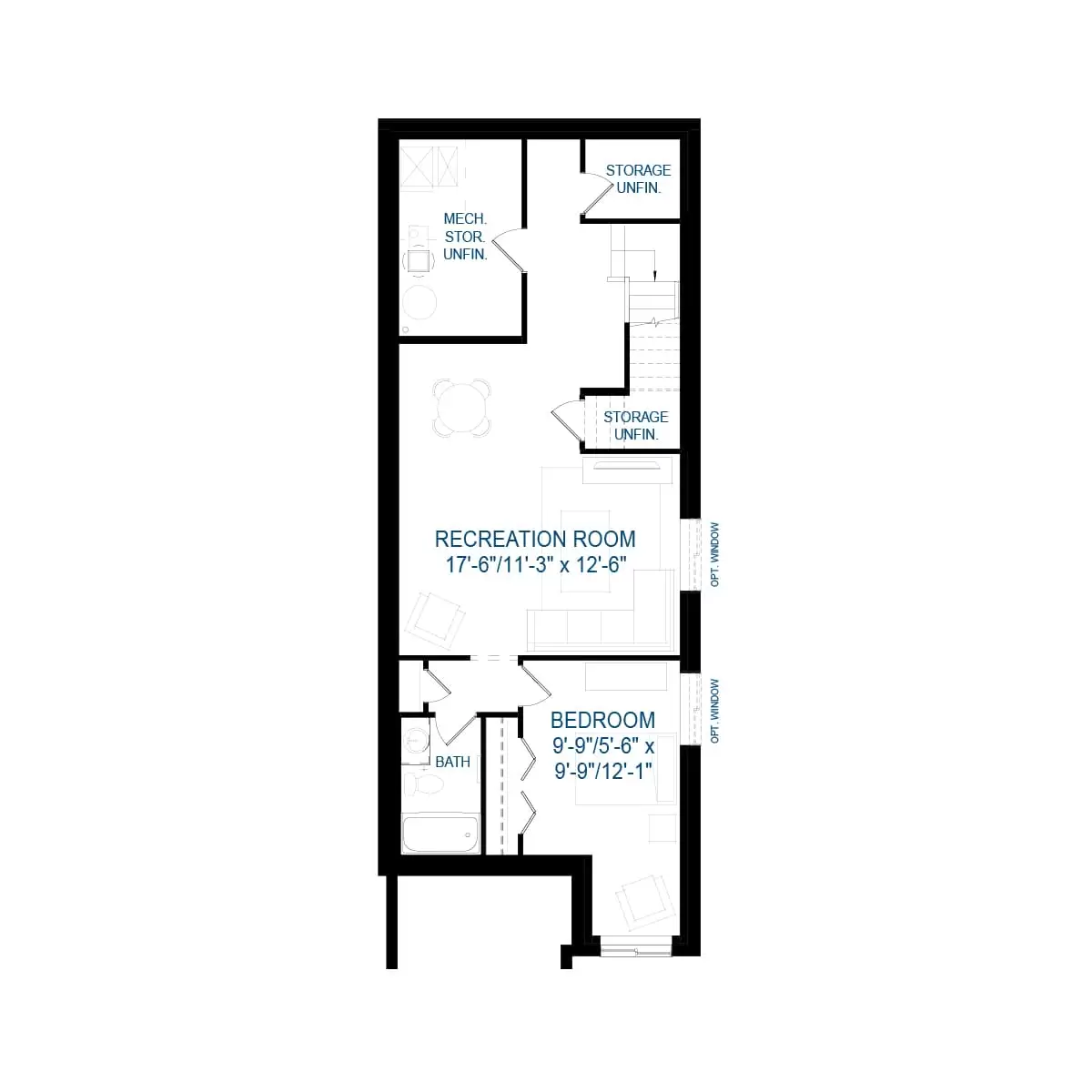 Oxford Lower Level Floor Plan by Brookfield Residential in Seton Community SE Calgary