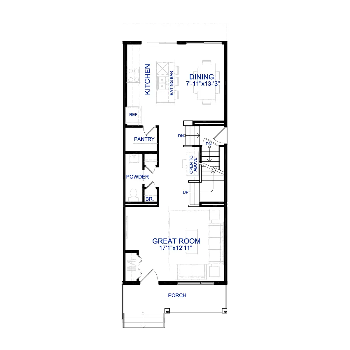 Wicklow Floor Plan Main Level by Brookfield Residential in Seton Community SE Calgary