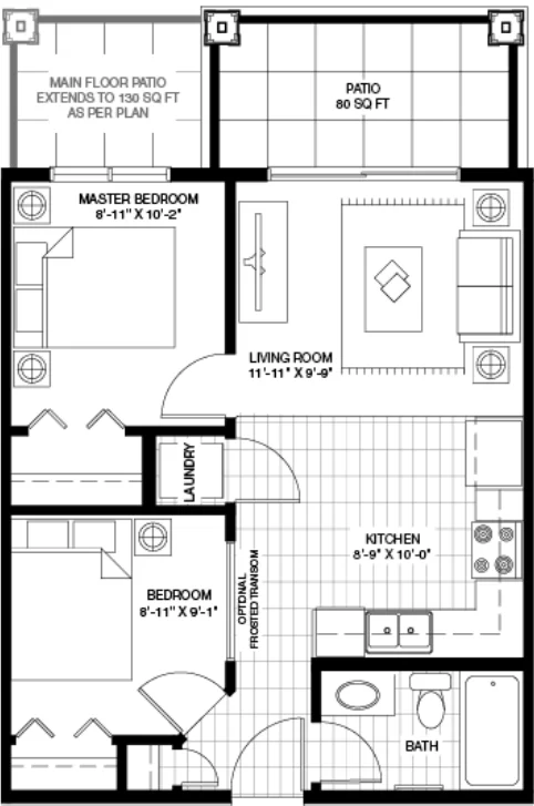 Curnoe Condo Floor plan by Logel Homes in Seton Community SE Calgary