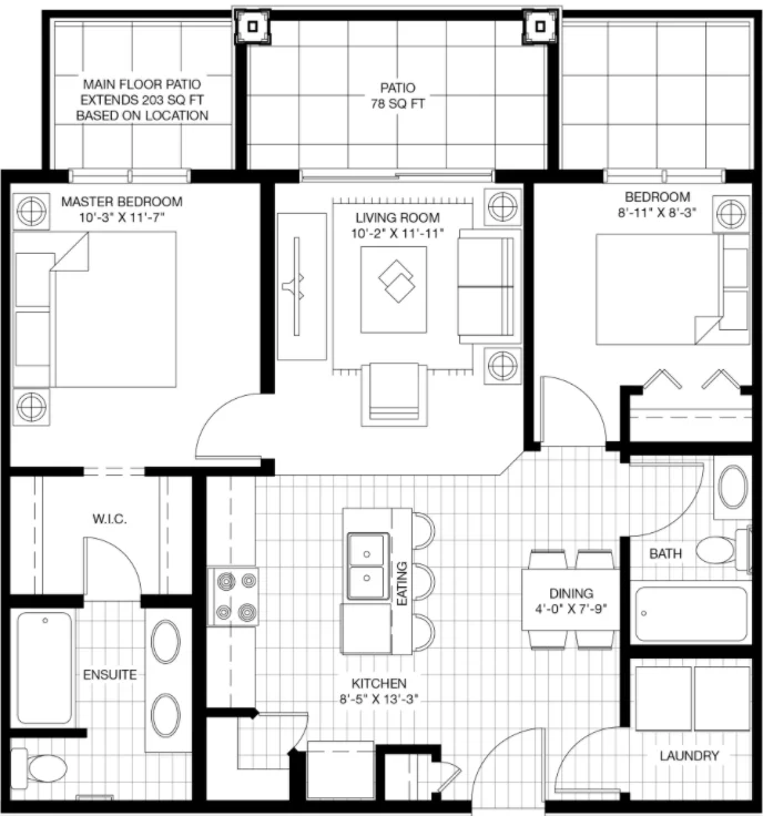 Nicoll Condo Floor plan by Logel Homes in Seton Community SE Calgary