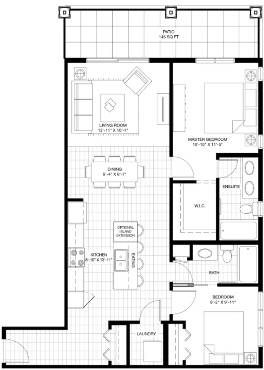 Atwood Condo Floor plan by Logel Homes in Seton Community SE Calgary