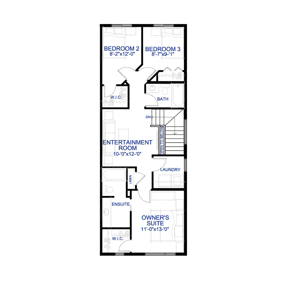 Wicklow Floor Plan Upper Level by Brookfield Residential in Seton Community SE Calgary