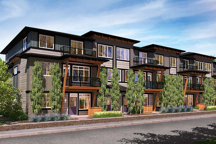 Townhomes Exterior by Rohit Homes in Seton Community SE Calgary